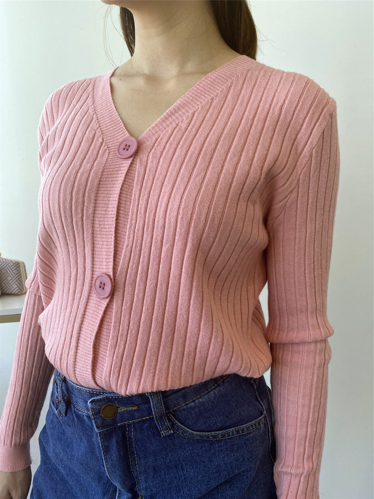 Sugar Knitted Cardigan in Pink