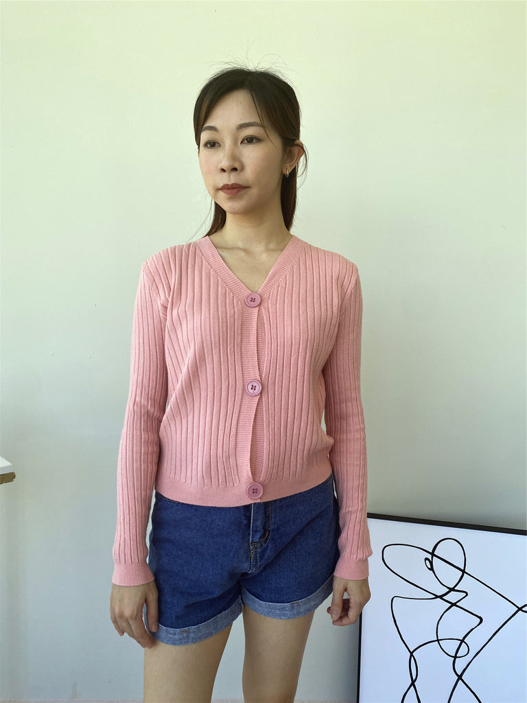 Sugar Knitted Cardigan in Pink