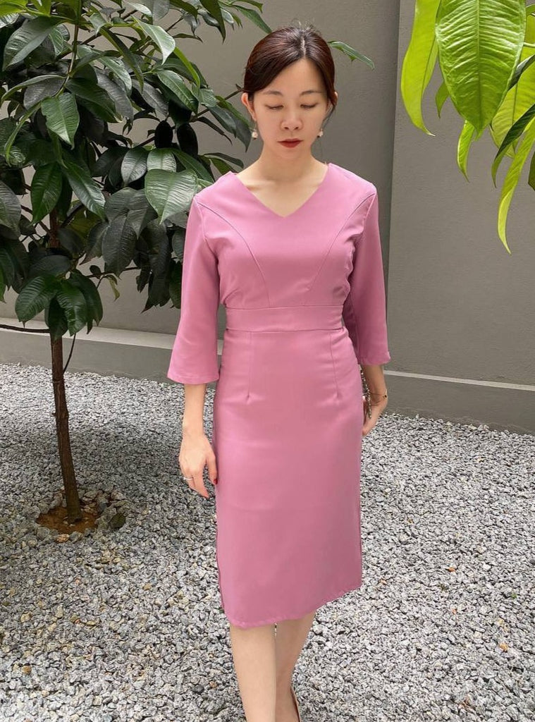 Braceley Pencil Dress in Thulian Pink