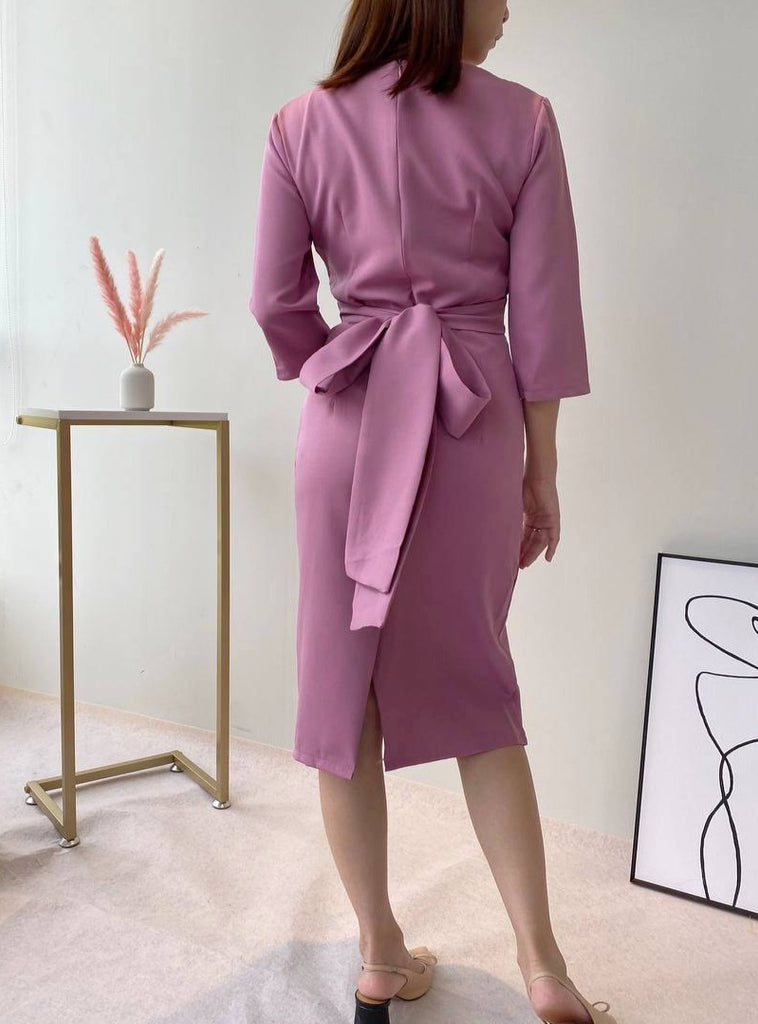 Braceley Pencil Dress in Thulian Pink